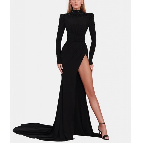 Albina Dyla Black High Neck Dress - Picture 2 of 3